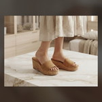 Platform slippers size 38 beige, used