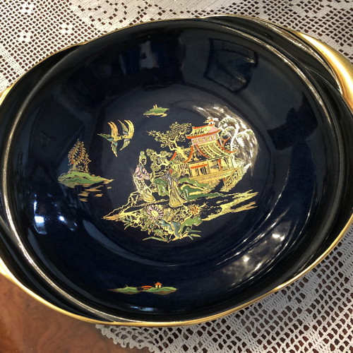 Carlton Ware decorative bowl used with embossed designs and gold finishes