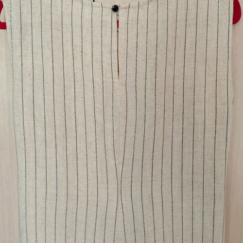 Beige sleeveless midi dress with black stripes, Prive Revaux