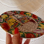Porcelain decorative plate with oriental figures, Rose Medallion style, 25.5 cm