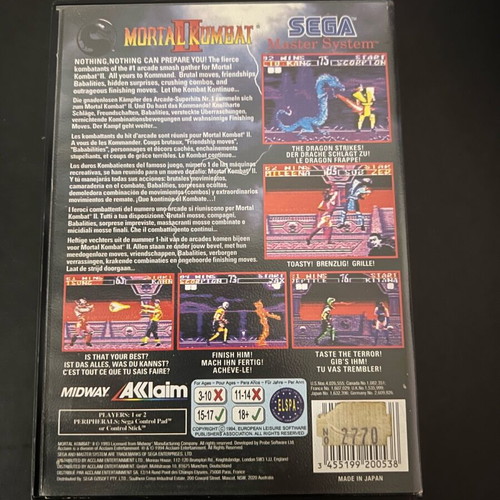 Mortal Kombat 2 Sega Master System used