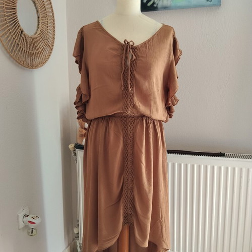 BSB Boho dress camel with lace size S asymmetrical like new