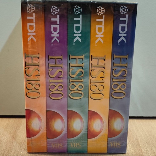 TDK HS 180 Colour United Edition VHS set of five new, sealed