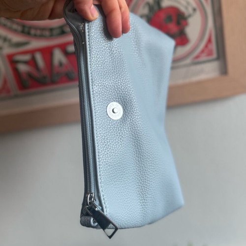 THE SACK BAG handbag and wallet new, baby blue and gray