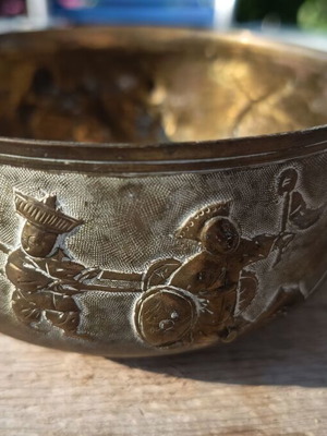 Asian brass bowls set of 6 used, early 20th century