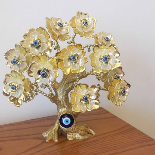 Decorative tree with blue eyes like new, height 27 cm
