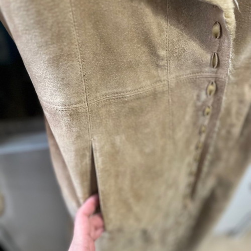 Naf Naf leather mouton coat used, size S, beige