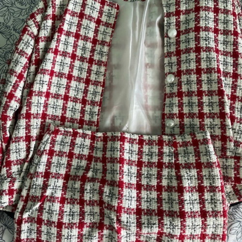 Checked skirt and jacket set new without tags