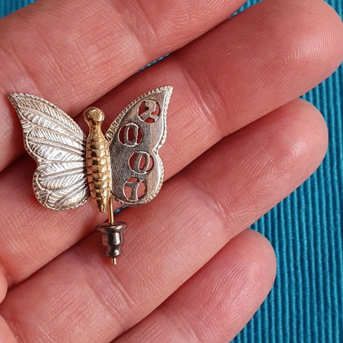 Silver 925 Butterfly Brooch 2007 like new, silver and gold