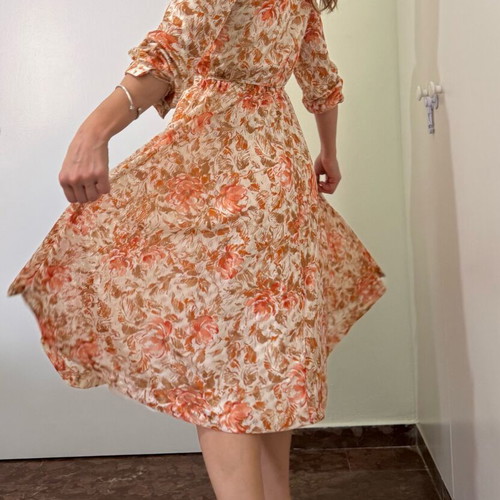 Vintage floral dress Miss Onward like new, white and orange