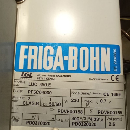 Friga Bohn 2HP Cold Storage Chamber Cooling Machine used, complete set