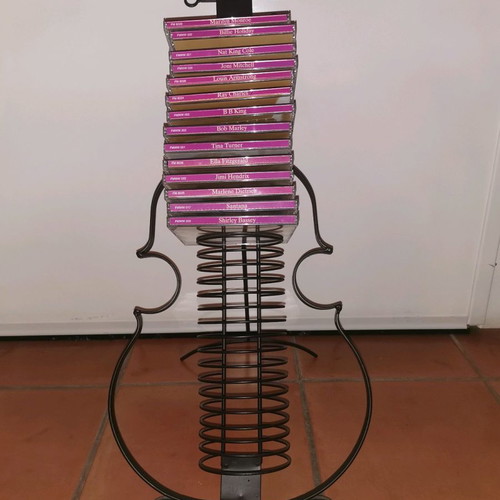 Stand/θήκη για CD σε σχήμα βιολιού, καινούργιο, μαύρο μεταλλικό