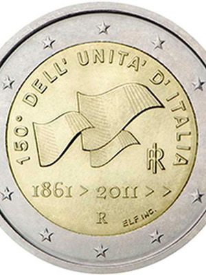Италия 2 евро 2011 UNC паметна монета за 150 години обединение
