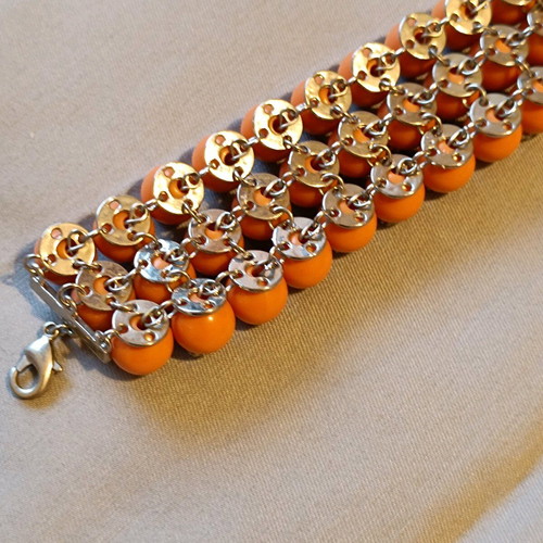 Accessorize bracelet used with orange beads 21 cm