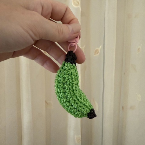 Banana keychain handmade new, green and yellow