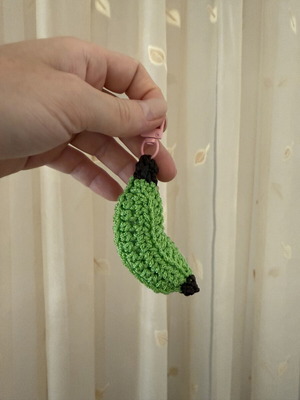 Banana keychain handmade new, green and yellow