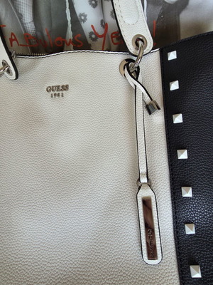 Guess Kamryn Tote Bag with Studs New, Black and White