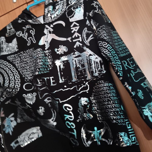 Greek mythology park hoodie for kids 10-12 years, black and silver