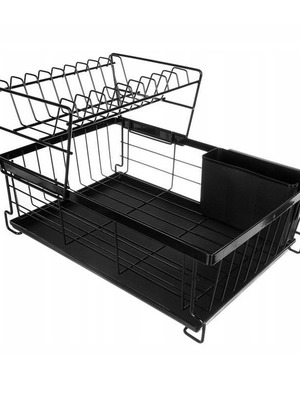 Στεγνωτήρας νεροχύτη διώροφος αλουμινίου σε μαύρο χρώμα 43x29x27cm καινούργιος