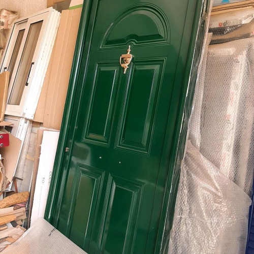 Aluminum exterior door new, cypress color, 1m x 2.20m with multipoint lock