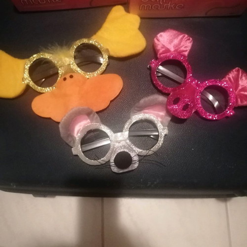Carnival masks used, pack of 3 (duck, mouse, pig)
