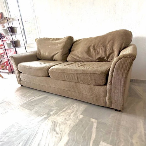 Bavaria/Fog three-seater sofa refurbished, beige-brown color