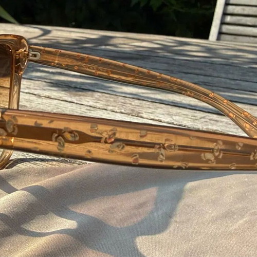 Bottega Veneta Crystal Yellow Honey Glitter Butterfly Sunglasses