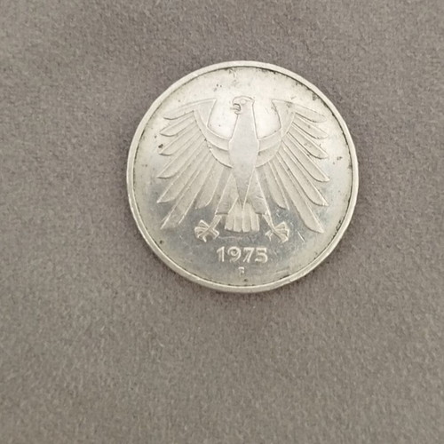 5 Deutsche Mark coin used, 1975 Bundesrepublik Deutschland