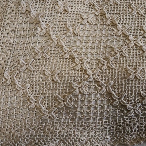 Handmade beige table runner like new 75 x 75