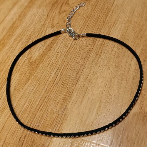 Handmade black choker with silver studs new