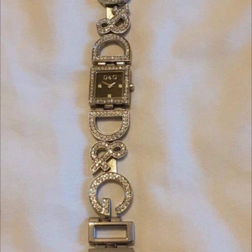 D&G ladies watch like new, silver with black dial and stones