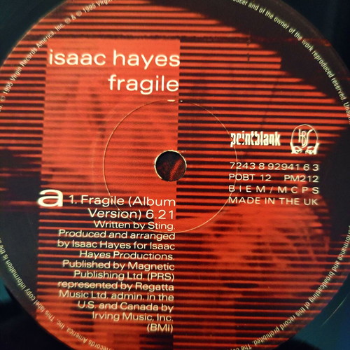 Isaac Hayes Fragile 12'' Vinyl Maxi Single used, original UK 1995