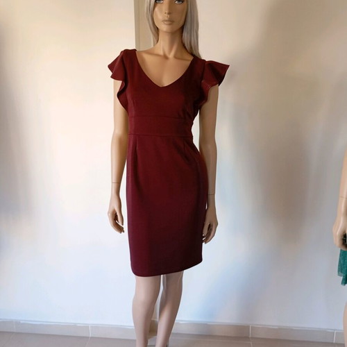 Φόρεμα κοντό καινούργιο, burgundy, one size, ελληνικής βιοτεχνίας