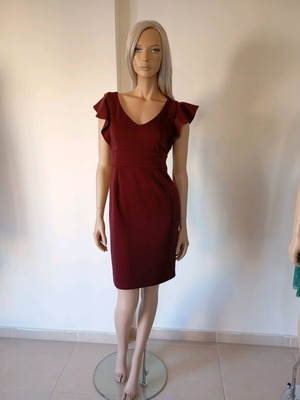 Φόρεμα κοντό καινούργιο, burgundy, one size, ελληνικής βιοτεχνίας