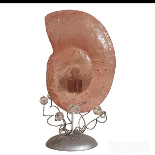 Nautilos candle holder set new, metal and glass, 17x10 cm