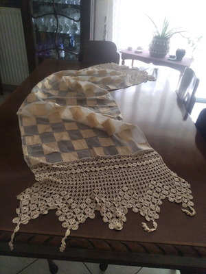Tzevres handmade lace on beautiful fabric new
