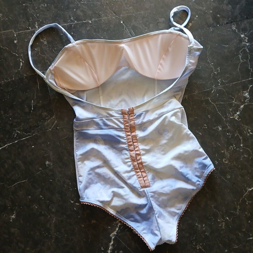 Madame Shoushou Gemini one-piece swimsuit new, size L, blue and white