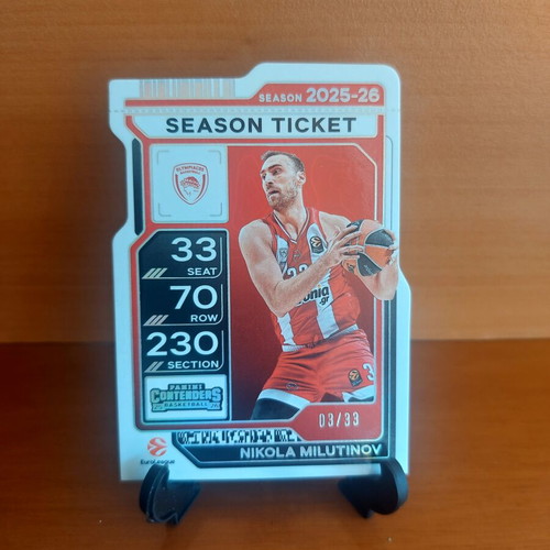 2025-26 Contenders Euroleague Olympiacos Nikola Milutinov Season Ticket Die-Cut 3/33 new
