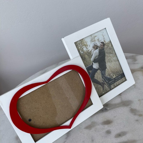 Double photo frame with heart like new, ideal for couples