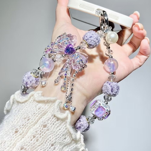Key chain purple bow handmade, new