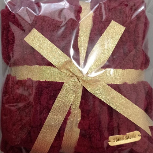 Handmade Alize Puffy Scarf burgundy, made to order