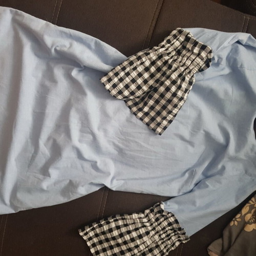 ASOS dress with wide checkered sleeves like new, size 36/S, blue