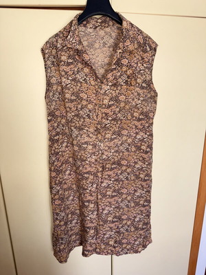 Floral sleeveless dress size L, beige and orange