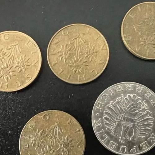 Austrian collectible coins used, 4 pcs 1 coin and 1 pc 10 coins