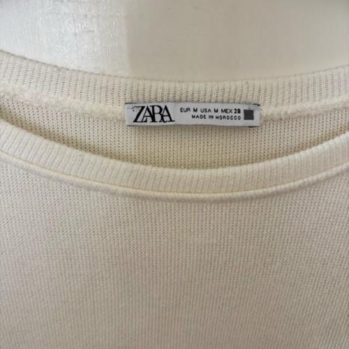 Zara women's short-sleeve blouse with strass buttons new, medium, white