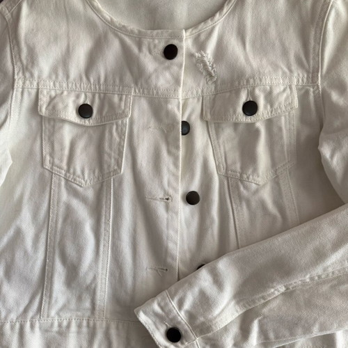 Crop denim jacket white new, size M