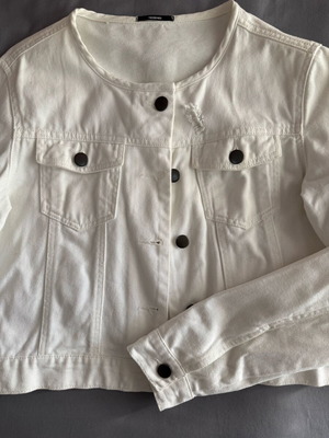 Crop denim jacket white new, size M