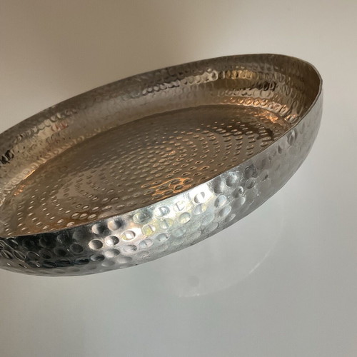 Silver Metal Hammered Tray 35cm New