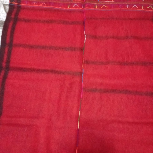 Wool Kilim Rug new, red with designs, handwoven on loom