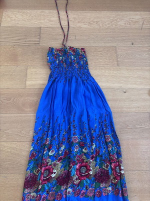 Children's long dress with elastic top and neck straps, size 7 years